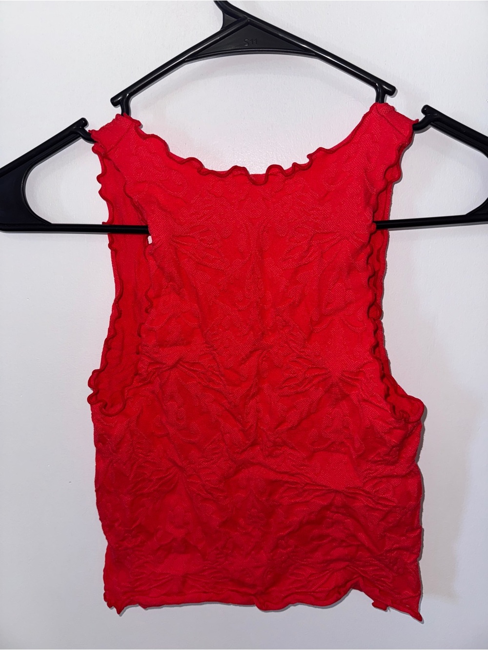 Free People Red Ribbed Lace Tank Top - Picture 2 of 3